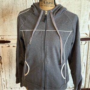 Danskin Gray Athletic Zip-Up Jacket with Contrast Trim